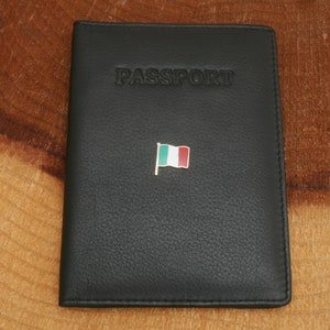Italy Flag Real Leather Black Passport Case RFID Nationality Father's Day Father's Day Gift 483 pp