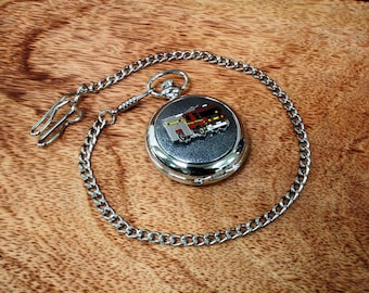 Emergency Services Pocket Watch and Chain Pewter Fronted Quartz Personalised Free Engraving Police Fire Nurse Ambulance Birthday Gift pw