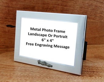 Racing Car and Motorbikes Photo Frame Metal 6x4" L or P Free engraving   Motorsport GP Christmas Gift mf