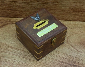 Hunting Wooden Money Box Chest With Free engraving Horse Fox Pointer Horn Gift mb