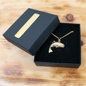 Gold Plated Trout Pendant Necklace: Fishing Jewelry Gift