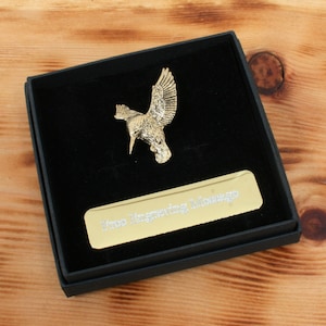 Kingfisher In Flight Gold Plated Pewter Pin Lapel Bird Watchers Nature Father&#39;s Day Gift Custom Box