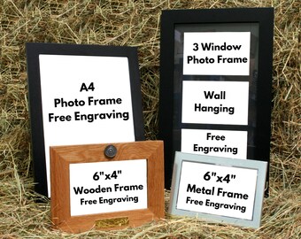 Viking Personalised Wood or Metal Picture Frame - 4"x6" & A4 Certificate Sizes Ship Shield Sword Gift MF