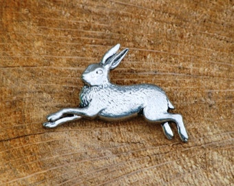 Hare Running Pin Brooch Badge Pewter Shooting Fathers Day Gift 172 pm