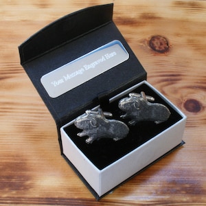 Guinea Pig Cufflinks Pewter UK Handmade Nature Pet Father&#39;s Day Gift 170 cu