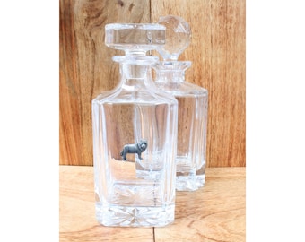 Carafe à whisky en verre taillé, animaux exotiques, avec balle de golf ou bouchon de style carré, cadeau d'anniversaire de lion perroquet, tigre