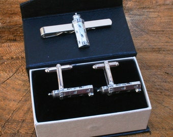 Lighthouse Cufflinks & Tie Slide Clip Mens Fathers Day Gift Set UK Pewter 429 cu