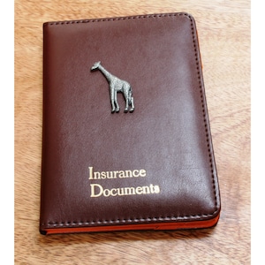 Porte-documents de conduite et d'assurance avec animaux de safari Girafe, hippopotame, lion, cadeau fête des pères ib