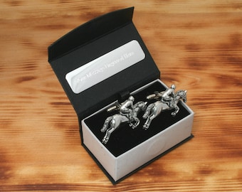 Horse Eventing Cufflinks Pewter UK Handmade Equestrian Birthday Gift 183 cu