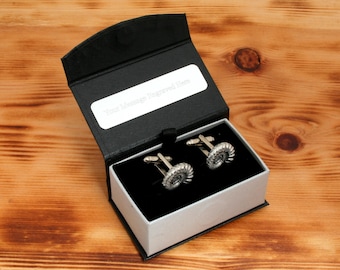 Fossil Cufflinks Pewter UK Handmade Ammonite Birthday Gift