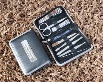 Personalisierte schwarze Maniküre / 8-teilige Pediküre-Set Nagelknipser Kostenlose Gravur Geschenk