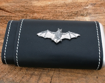 Bat Leather Covered Cigar Tube Case Cedar Lined Secret Santa Gift Boxed 24 cy