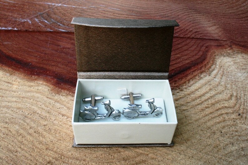 Vespa Scooter Cufflinks Pewter UK Handmade in Gift Box Motor Vehicle Gift