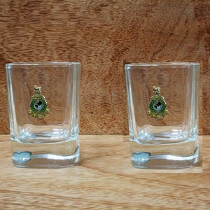 Marines Regiments Pair of Shot Glasses Crystal With Motifs Military Father's Day Gift sg