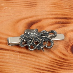 Octopus L Tie Clip Tack Slide UK Handmade Wildlife Father's Day Gift 248 ti