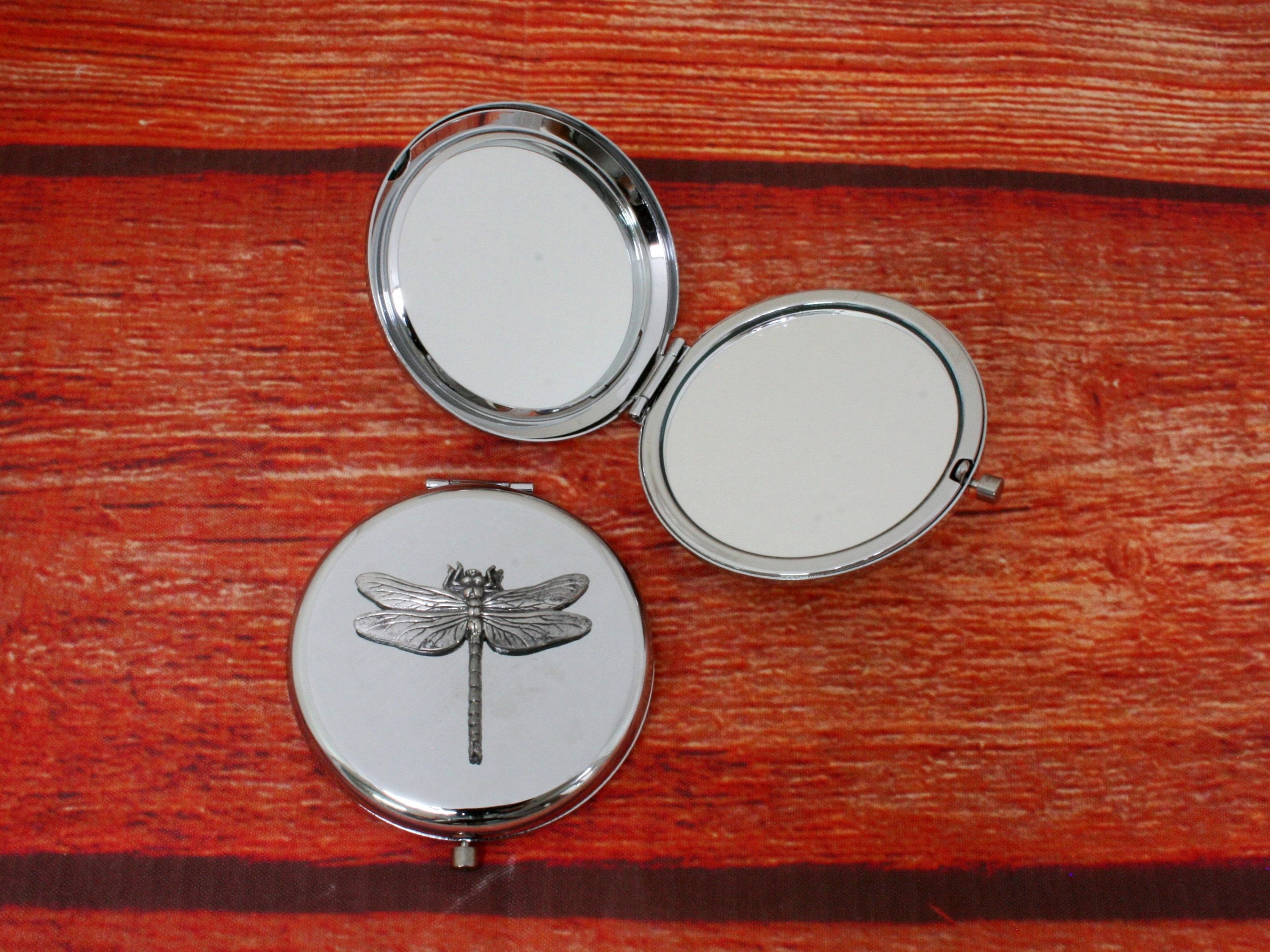 Dragonfly On Branch Vanity Mirror - 13 Inches Wide X 15 Inches High, Double Sided Brass Mirror - View #9