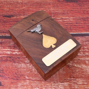 Boîte pour cartes à jouer en bois British Birds comprenant des cartes à jouer avec gravure gratuite Robin Hirondelle Effraie des clochers Cadeau pour la fête des pères wcb