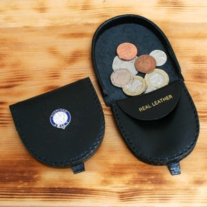 Clan Symbols Coin Purse Black or Brown Leather Change Pouch Wallet Clan Gift