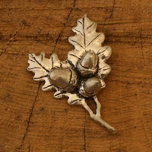 Oak Leaf Pin Brooch Badge Pewter Nature Father&#39;s Day Gift 247 pm