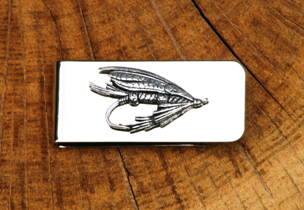 Fly Lure Money Clip Mens Engraved Fishing Fathers Day Gift 130