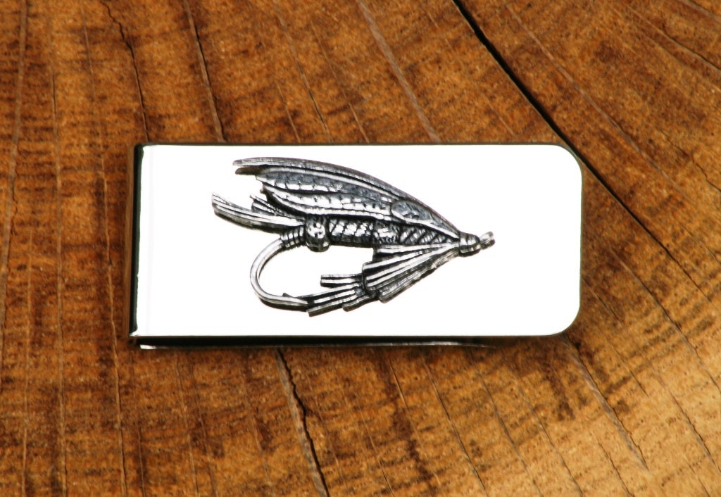 Fly Lure Money Clip Mens Engraved Fishing Birthday Gift 130  Fishing Fly Money Clip main image 0