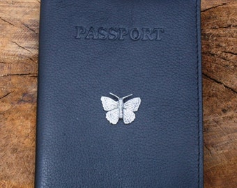 Personalized Birds & Butterflies Genuine Leather Passport Cover Personalized Birds & Butterflies Genuine Leather Passport Cover
