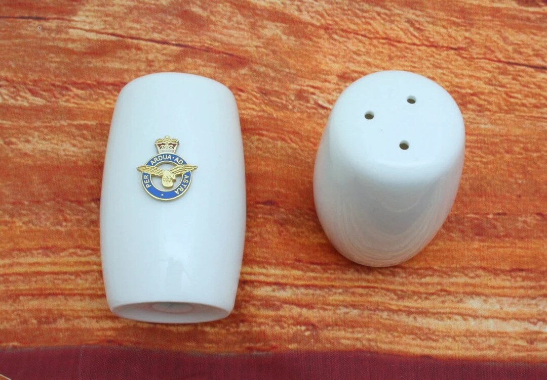 RAF Regiments White China Salt and Pepper Shakers Modern Cruet Etsy UK