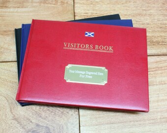 Scottish Icons Visitor Book Company Libro del check-in Libro del parcheggio Libro degli ospiti Incisione personalizzata gratuita Burns Thistle Piper Regalo di compleanno vb