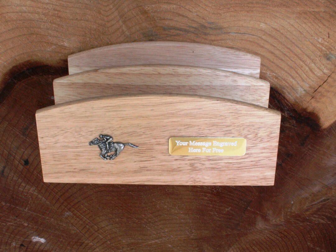 Horse Racing Letter Rack Wooden Office Storage Rack Free Engraving Shoe