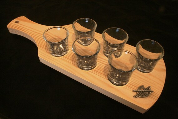 Artist Pallet Set Of 6 Shot Glasses With Wooden Tray Holder - Shot Glass Tray Holder Artist Pallet Set Of 6 Shot Glasses With Wooden Tray Holder - Shot Glass Tray Holder
