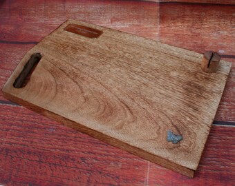 Insects & Bugs Solid Wood Chopping Board Cutting Serving Platter with Utensil stand Personalised Free Engraving Ladybird Dragonfly Gift cz