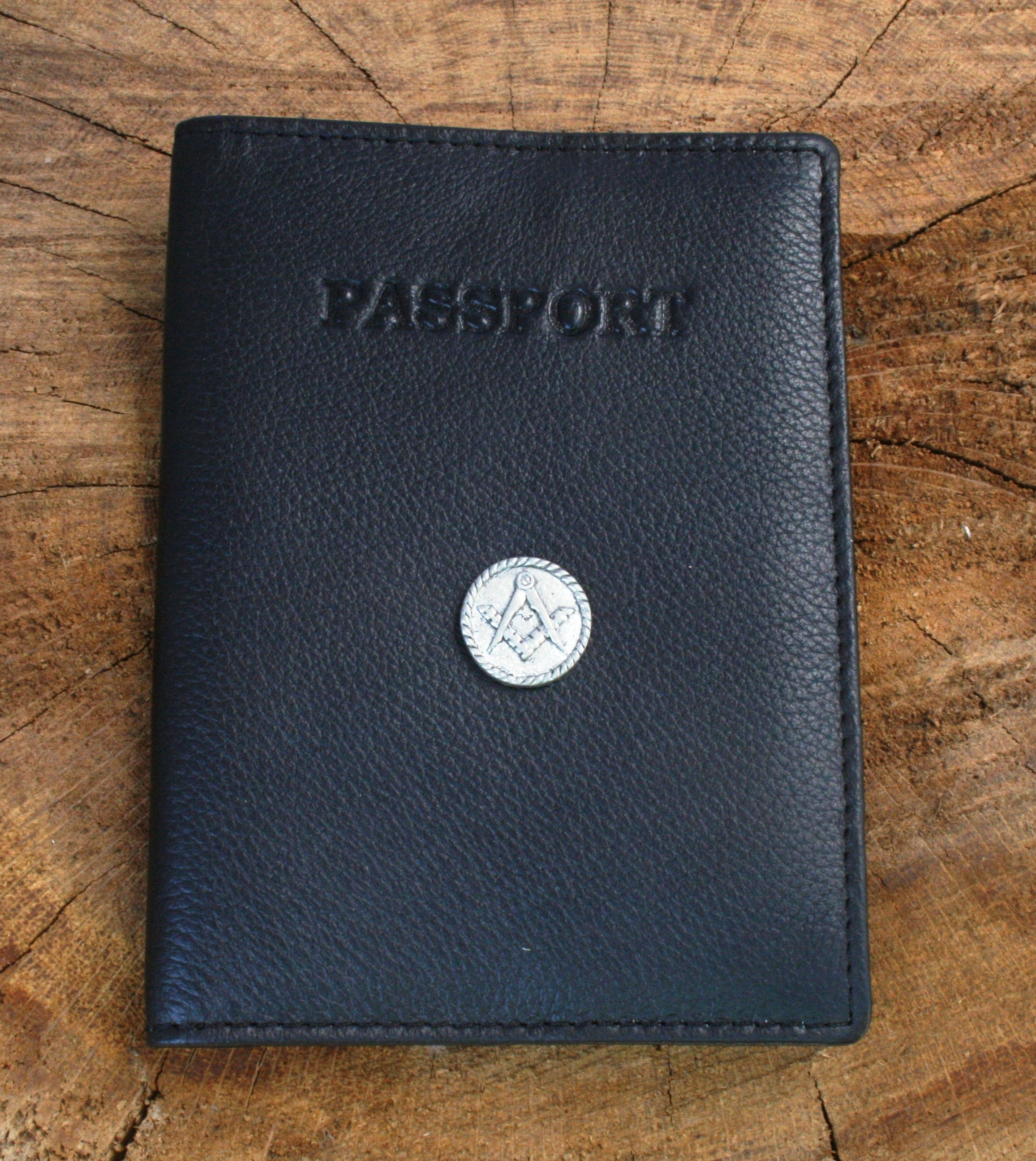 Masonic Real Leather Passport Holder Black Or Burgundy RFID 230 