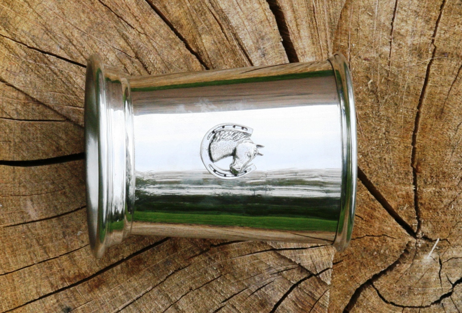Mint Julep Cup English Pewter Horse Head in Horse Shoe Emblem Etsy