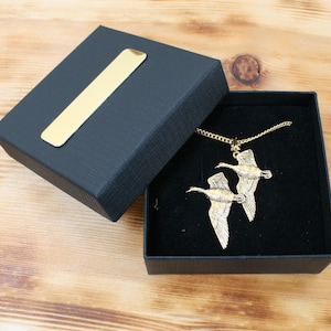 Gold Duck Pendant Necklace: Gold Plated Pewter Bird Jewelry