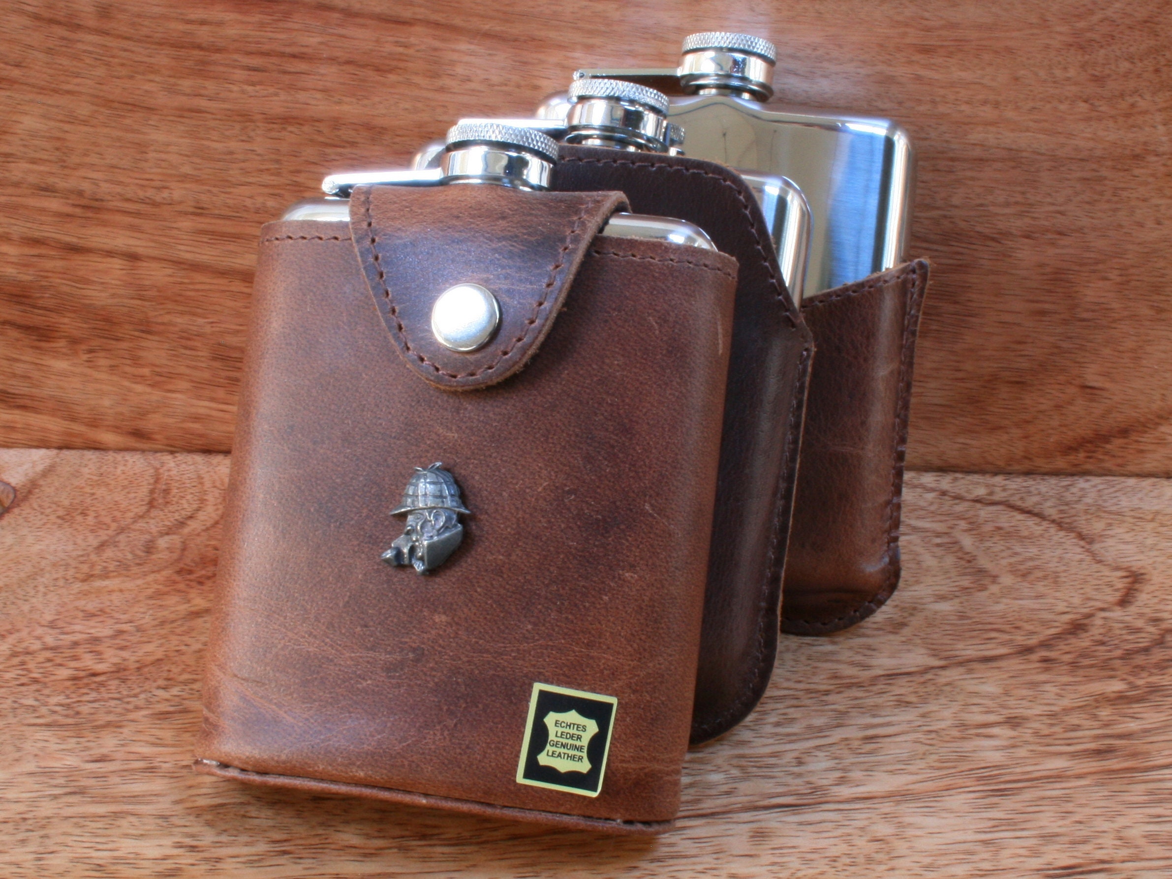 Shakespeare 6oz Leather Cased Hip Flask Stainless Steel Personalised…