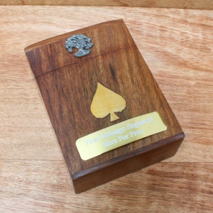 Viking houten speelkaartendoos en speelkaarten met gepersonaliseerde gratis gravure Schipschild Zwaard Vaderdagcadeau wcb