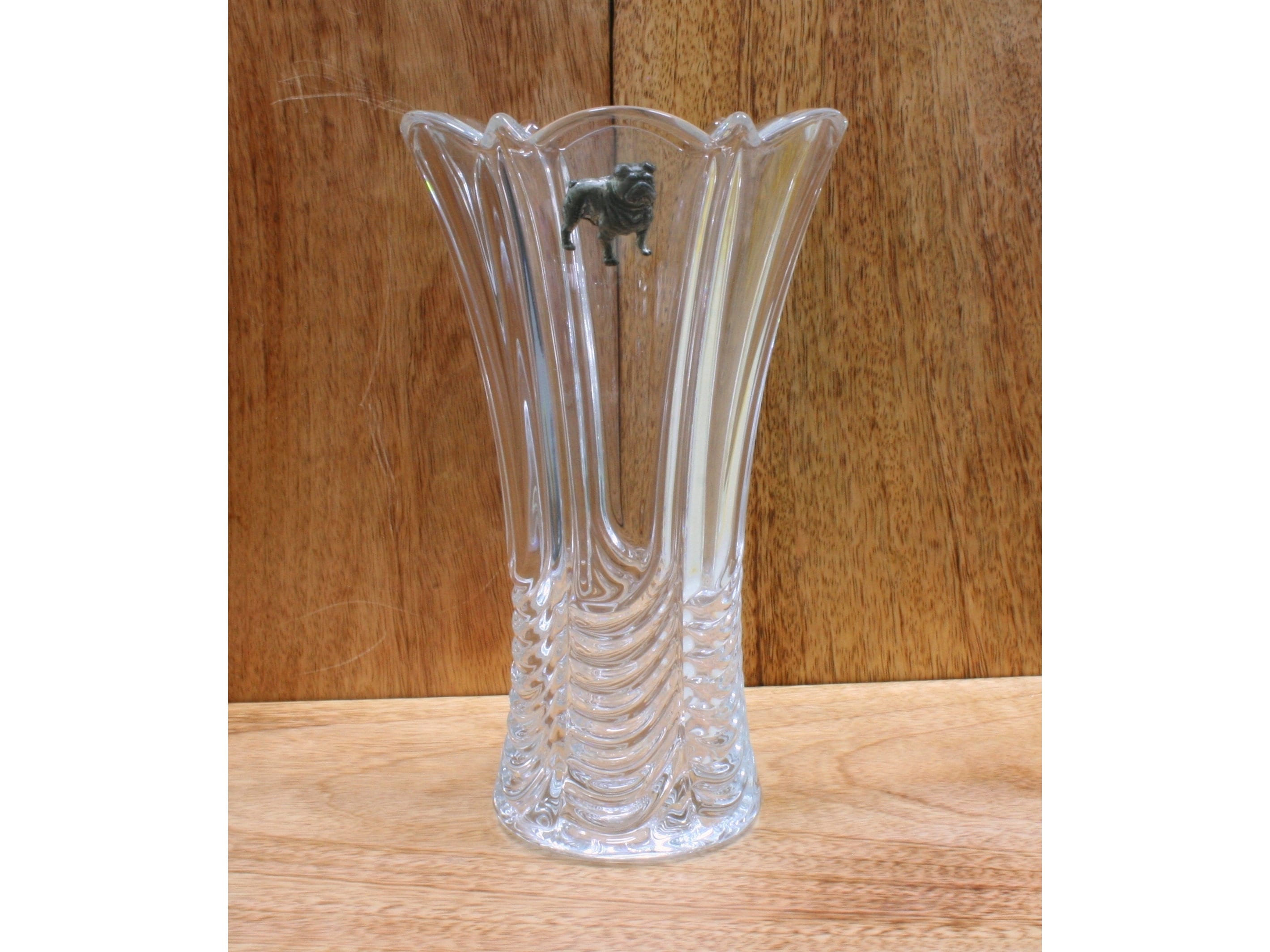 Household Dogs Table Flower Vase Fluted Cut Crystal Glass Vase Spaniel Staffy Bulldog Father's Day Gift va