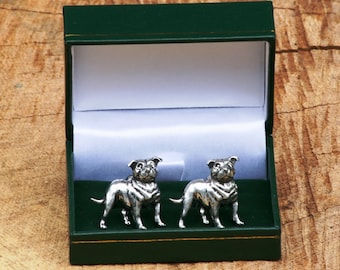 Staffordshire Bull Terrier Cufflinks Pewter UK Staffy Gift 346 cu