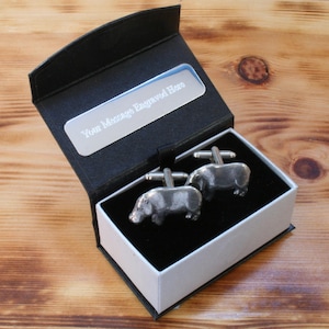 Hippo Cufflinks Pewter UK Handmade African Safari Father&#39;s Day Gift 180 cu