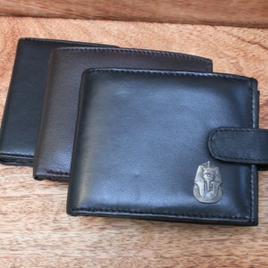 Portefeuille égyptien en cuir noir et marron ou porte-cartes pour homme, cadeau pour la fête des pères, oeil de pharaon et chat