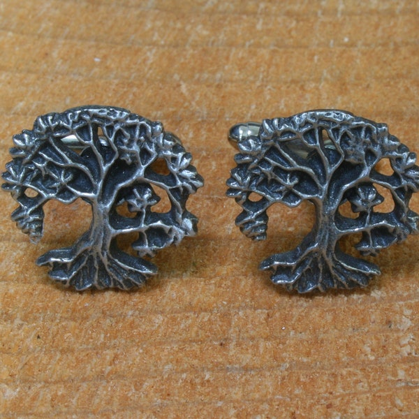 Tree Of Life Cufflinks Pewter UK Handmade Fathers Day Gift 515 cu