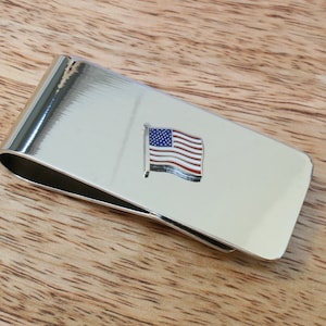 Clip para billetes de metal con iconos de EE. UU. para hombre, con la bandera de fútbol de los Estados Unidos grabada gratis, regalo para el Día del Padre.