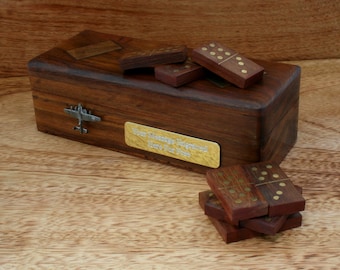Military Planes Dominoes Wood With Brass Inlays In Wooden Presentation Box Personalised Free Engraving Hurricane F15 Birthday Gift dm