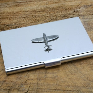Porta-cartões de crédito de metal para aviões com gravação personalizada grátis Presente de dia dos pais Presente de dia dos pais para piloto de jato de aviação mch