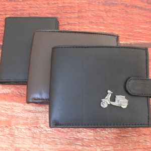 Motorräder Roller & Push Bikes Leder Brieftasche Schwarz und Braun oder Kartenhalter Herren Lambretta Vatertag Vatertag Geschenk wch