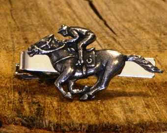 Horse Racing Tie Clip Tack Slide UK Pewter Handmade Fathers Day Gift 187 ti