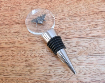 Bugs & Insects Wine Stopper Glass and Steel Whiskey Bottle Stopper Cork Bee Dragonfly Gift wc