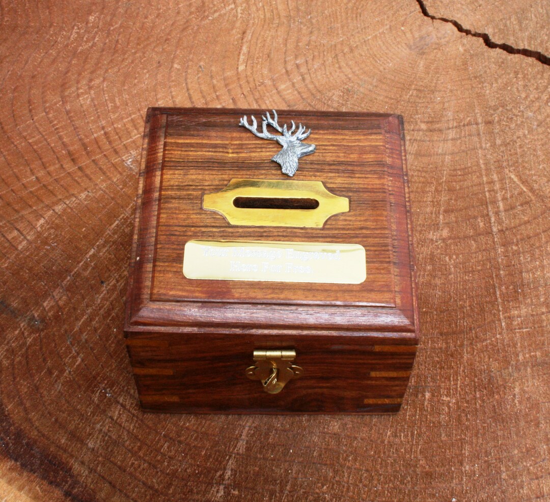 Stag Head Money Box Chest With FREE Engraving Christmas Gift Etsy