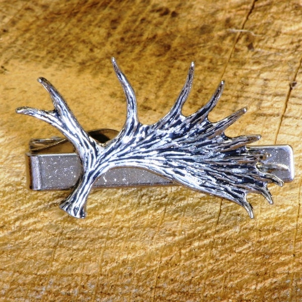 Moose Antler Tie Clip Tack Slide Bar Pewter Handmade Hunting Fathers Day Gift 243 ti