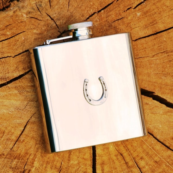 Horse Shoe Hip Flask Equestrian Fathers Day Gift FREE engraving   190 hf